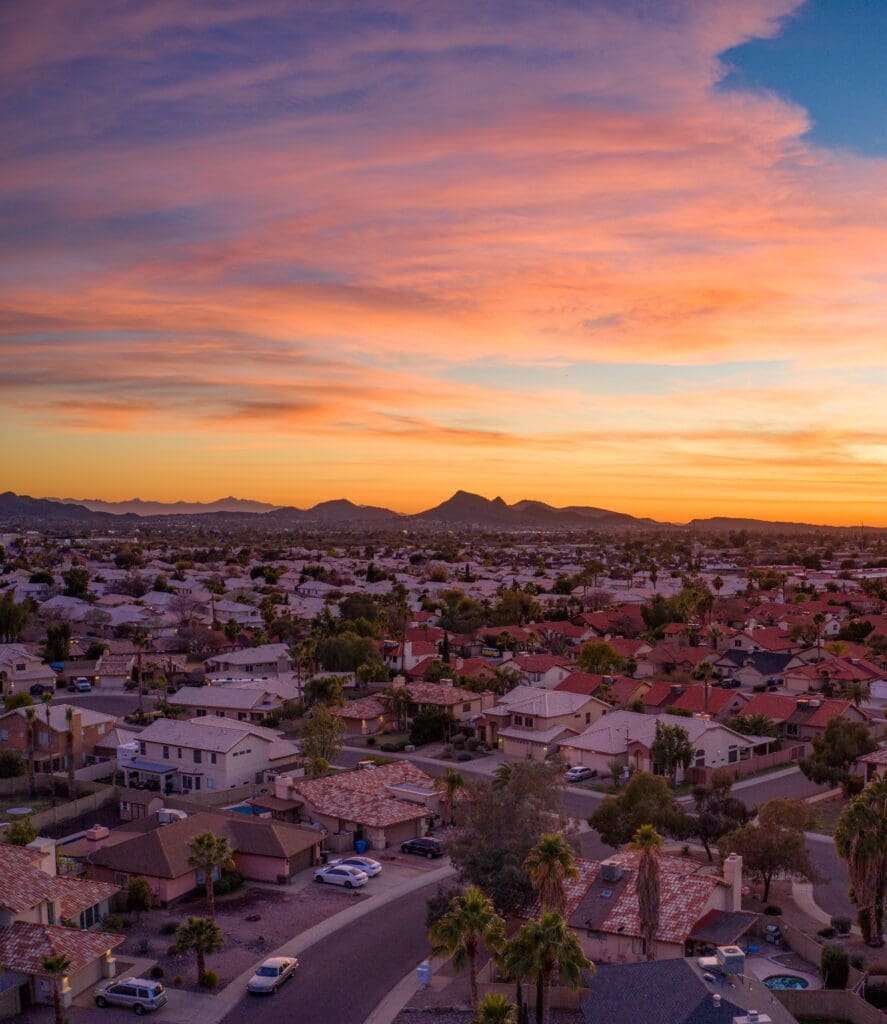 arizona sunset of the city