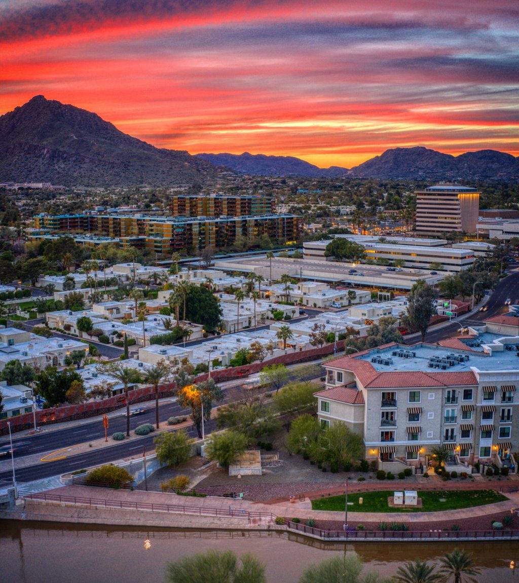 scottsdale arizona sunset over the city
