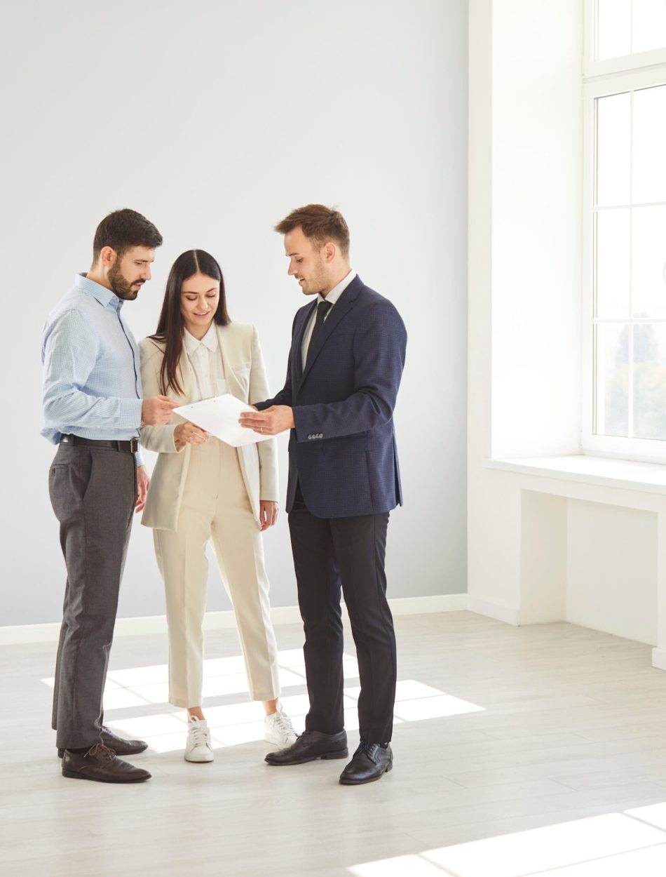 Property manager talking to people